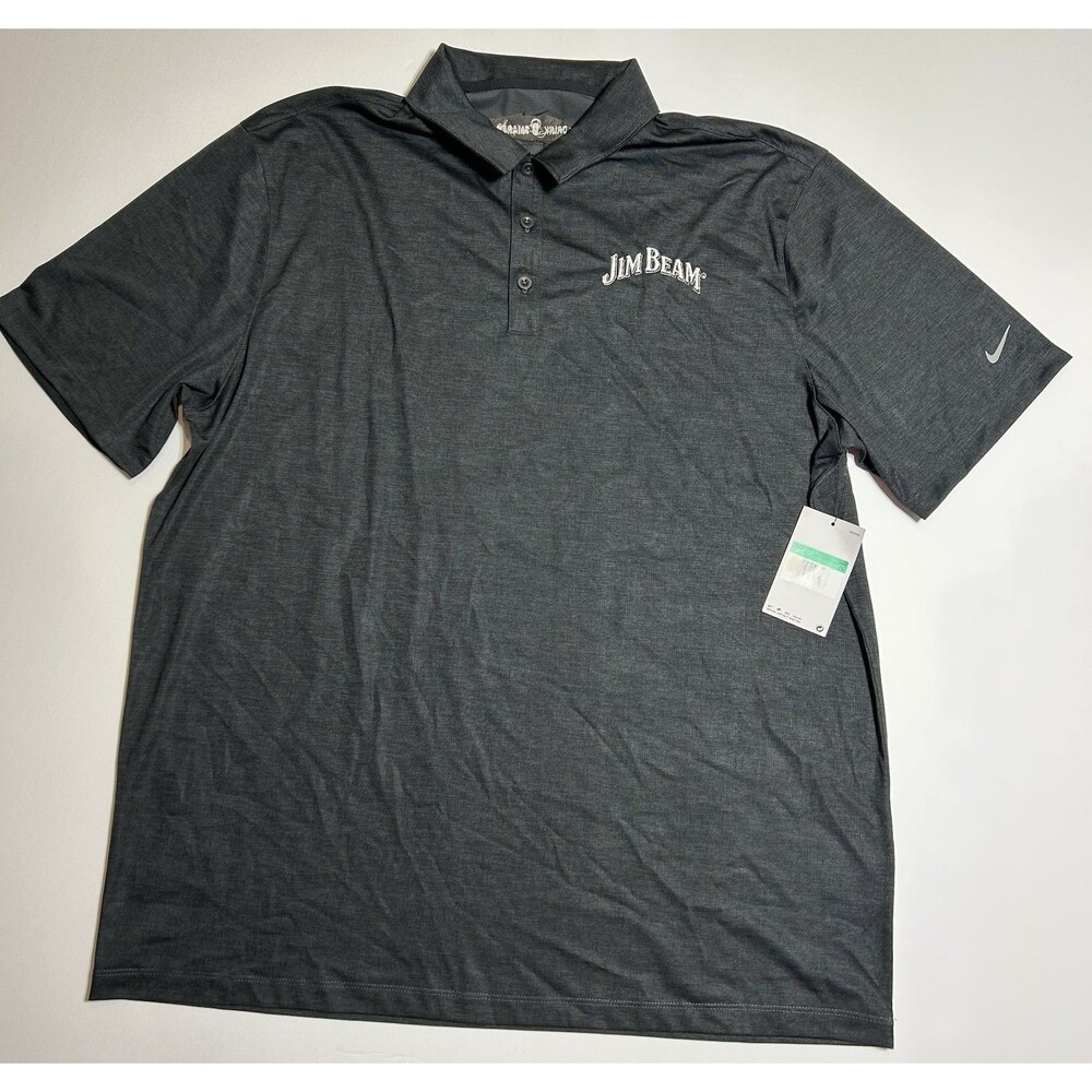 Nike Jim Beam Dri Fit Golf Polo Mens XL Embroidered Standard Black Short Sleeve